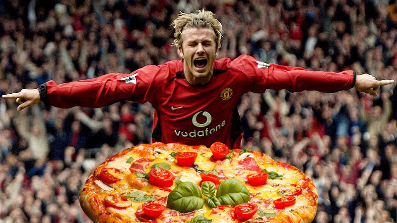 Manchester United Beckham y pizza